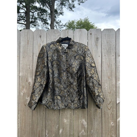 Vintage Sheri Martin Jacket Top Size 16W Black Gold Silver Buttons Whimsygoth - Picture 1 of 11